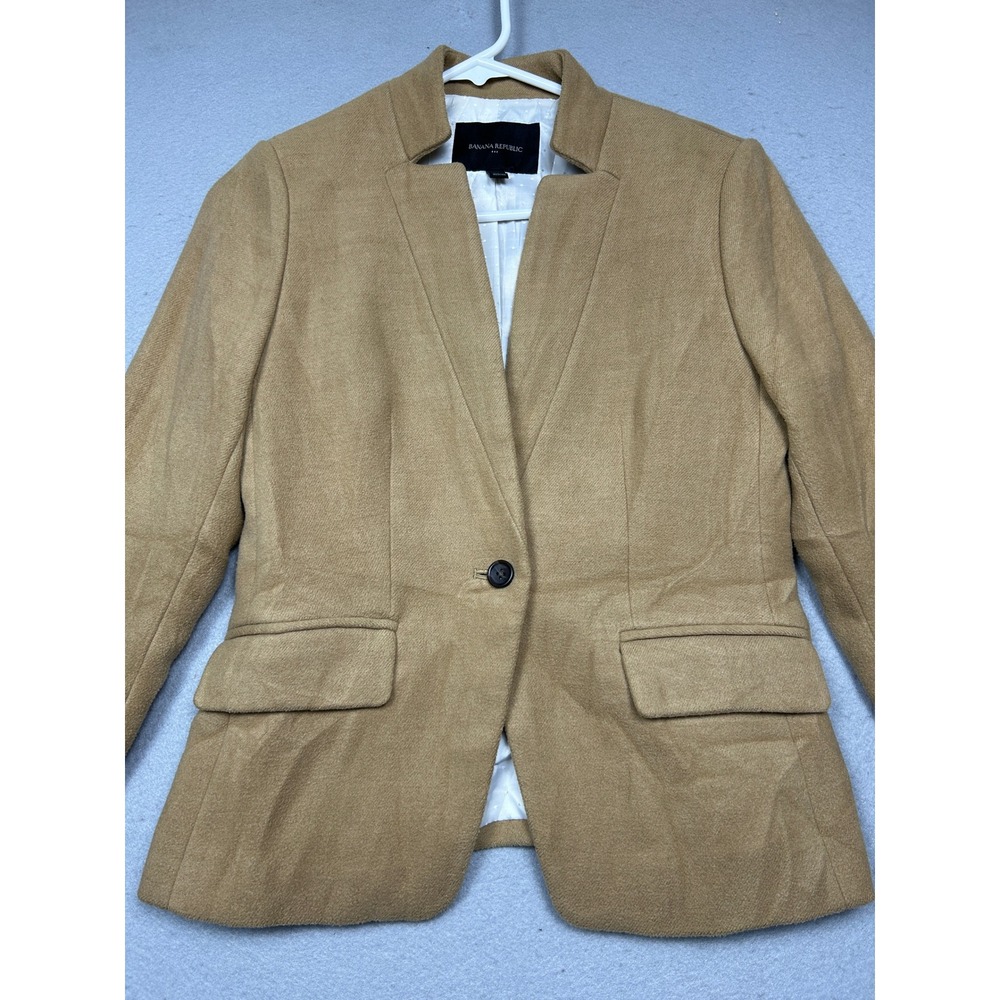 Banana Republic Blazer Polyester Rayon Camel Tan 0P Petite Women